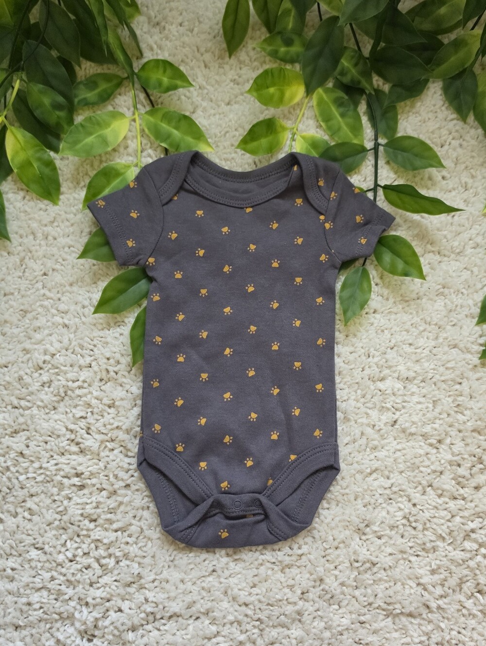 Baby Boy Paw Print Onesie (0-3 Months)